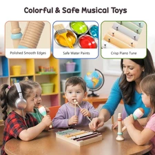 Baby Musical Instruments Wood Toddler Montessori Musical Toys  for Toddlers 1-3
