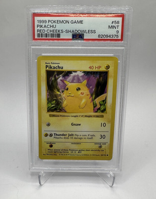 Pikachu Red Cheeks Shadowless PSA 9