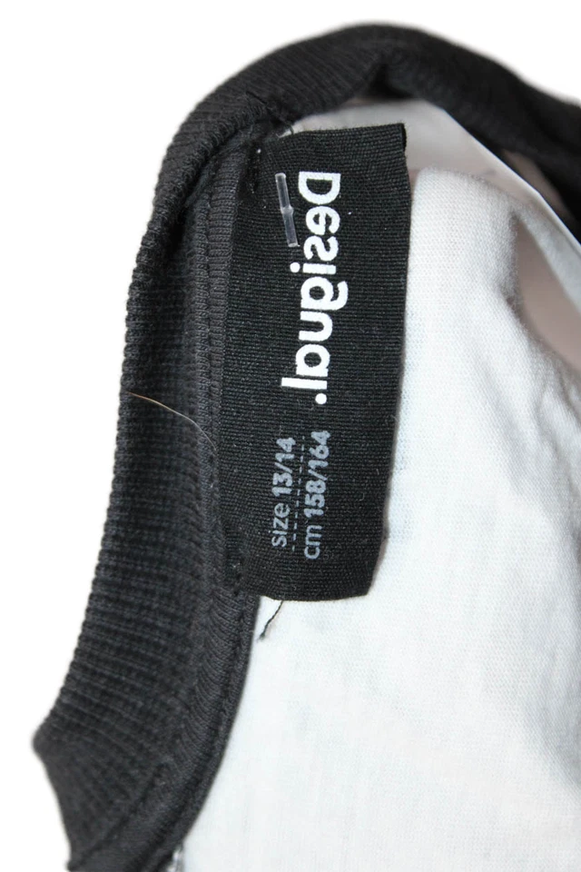Desigual Girls Long Sleeves Crewneck Graphic T-Shirt White Black Size 13/14 - Image 4 of 4
