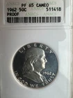 1962 Franklin Half Dollar ANACS Proof 65 Cameo