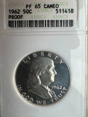 1962 Franklin Half Dollar ANACS Proof 65 Cameo