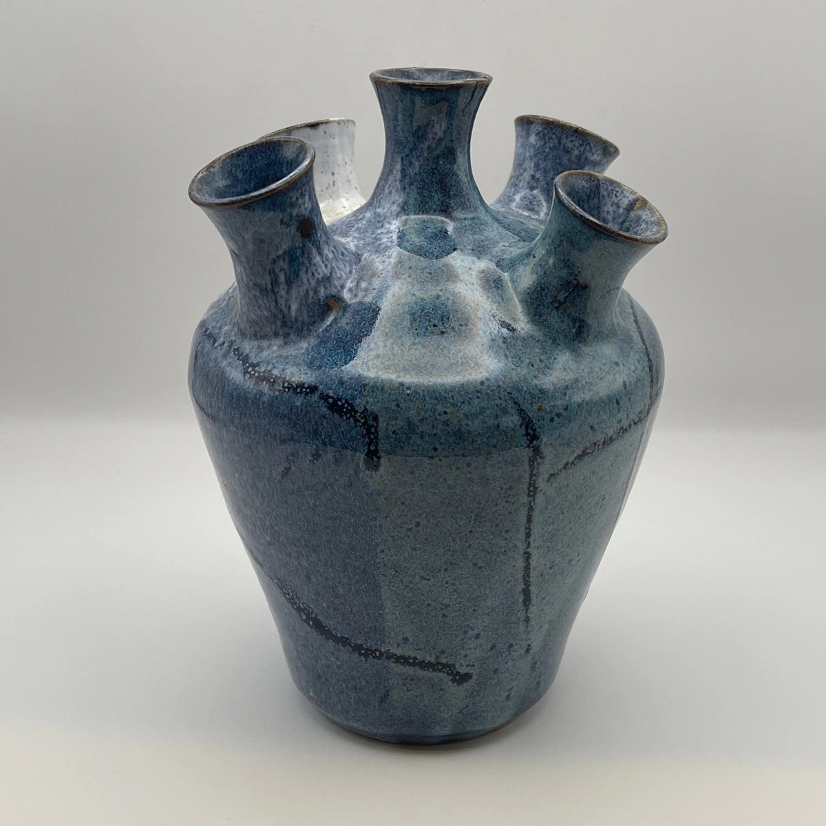 半瓷艺术蓝色花瓶| eBay