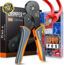 Ferrule Crimping Tool Kit, AWG 28-5, 16-6 Hexagonal Ratchet, 1200PCS Terminal Co