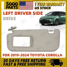 Left Driver Side Beige Sun Visor w/ Mirror For 2019-2024 Toyota Corolla