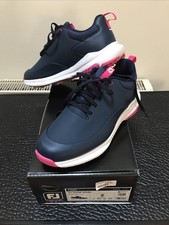 FOOTJOY TOUR RIVAL LADIES GOLF SHOES SIZE UK 7 WIDE FIT NAVY WHITE PINK