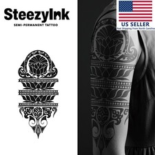 SteezyInk temporary tattoo Tribal Lotus last upto 2 weeks 5.5 x 9 inch