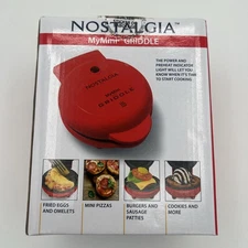Nostalgia My Mini 5" Griddle Burgers Pancakes Egg Nonstick Surface Dorm Room NEW