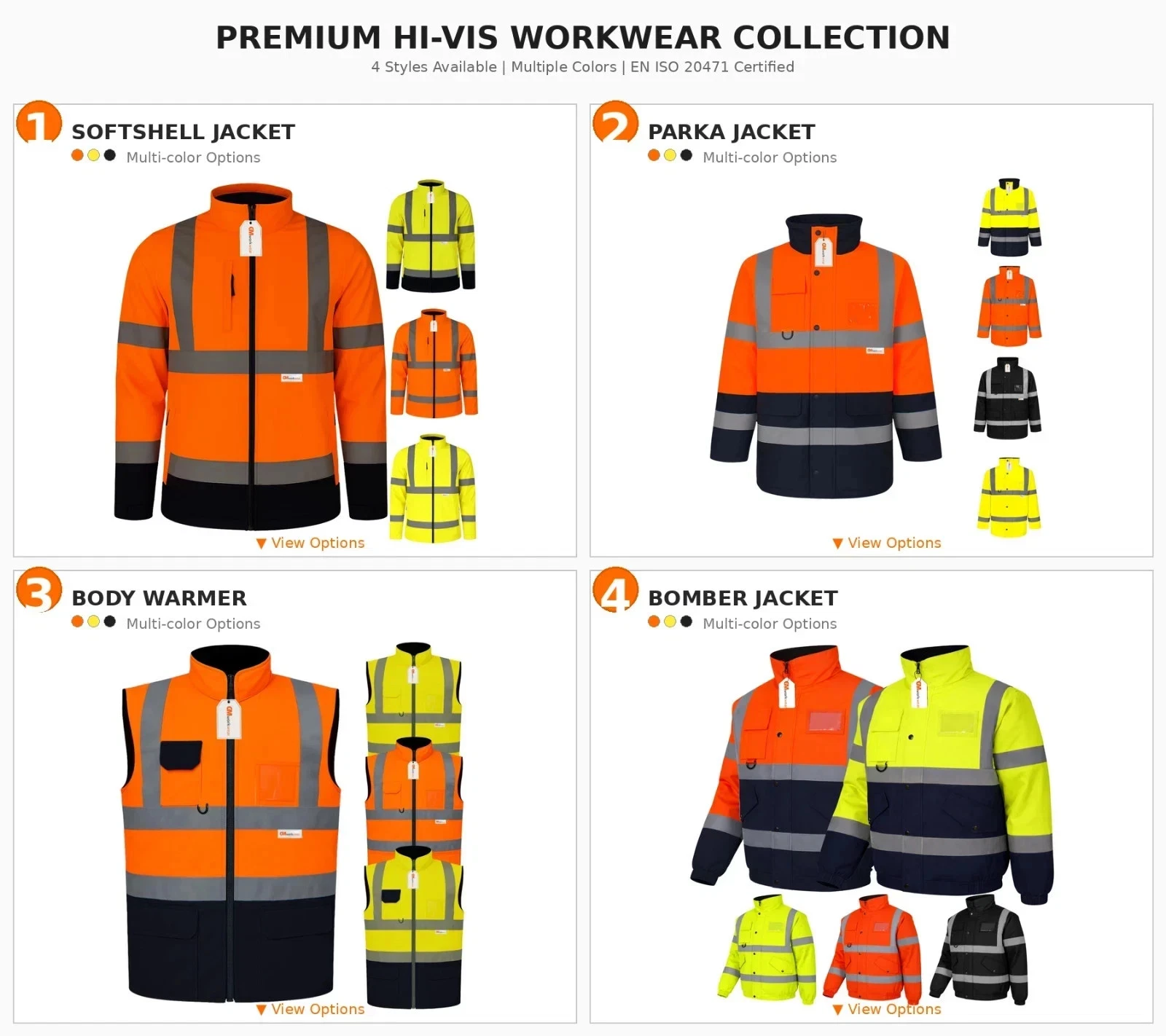 Hi Vis Jacket Softshell Parka Bomber Body Warmer Reflective Workwear PPE Rail UK