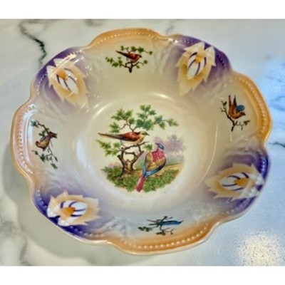 Antique c.1900 Bavarian Porcelain Eleanor Decorator Bird Bowl   8.5 