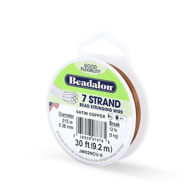 Beadalon 7-Strand Stainless Steel Beading Wire, .015 in / 0.38 mm - Satin Copper