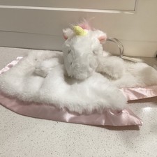 Cloud Island 14" Baby Security Blanket Unicorn White Pink Satin Plush Lovey NWT