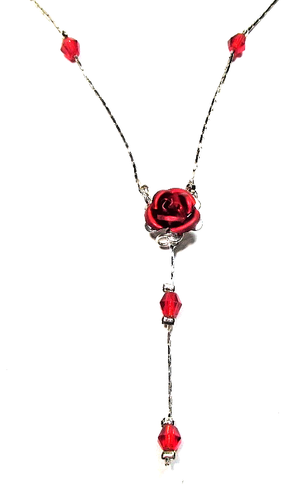 Lot of 2 Silver Tone Red Crystal Flower 16" Necklaces - NWOT (#2919) - Picture 6 of 8