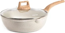 CAROTE 12Inch Nonstick Deep Frying Pan with Lid, 5.5 Qt Jumbo Cooker Saute Pan w