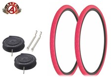 ALTA BICYCLE WIRE BEAD 700 x 38c PINK DURABLE TIRES CORDOBA 60mm TUBES (6pc).