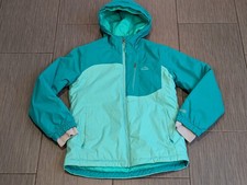 L.L. Bean Kids Colorblock Hooded Jacket Teal Light Blue L 14-16 Full Zip