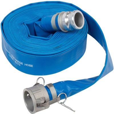 Apache 2'' x 50' PVC Lay Flat Discharge Hose w/ C x E Aluminum Cam  Groove