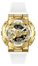 TechnoMarine Men's TM-925027 HydraTech Triton, Gold Toned with White Strap
