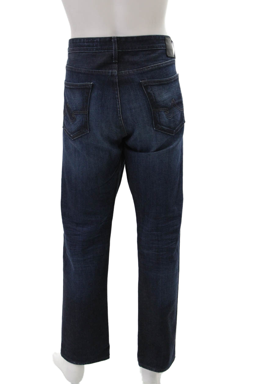 AG Men's Button Closure Dark Wash Five Pocket Straight Leg Denim Pants Size 38 thumbnail 3