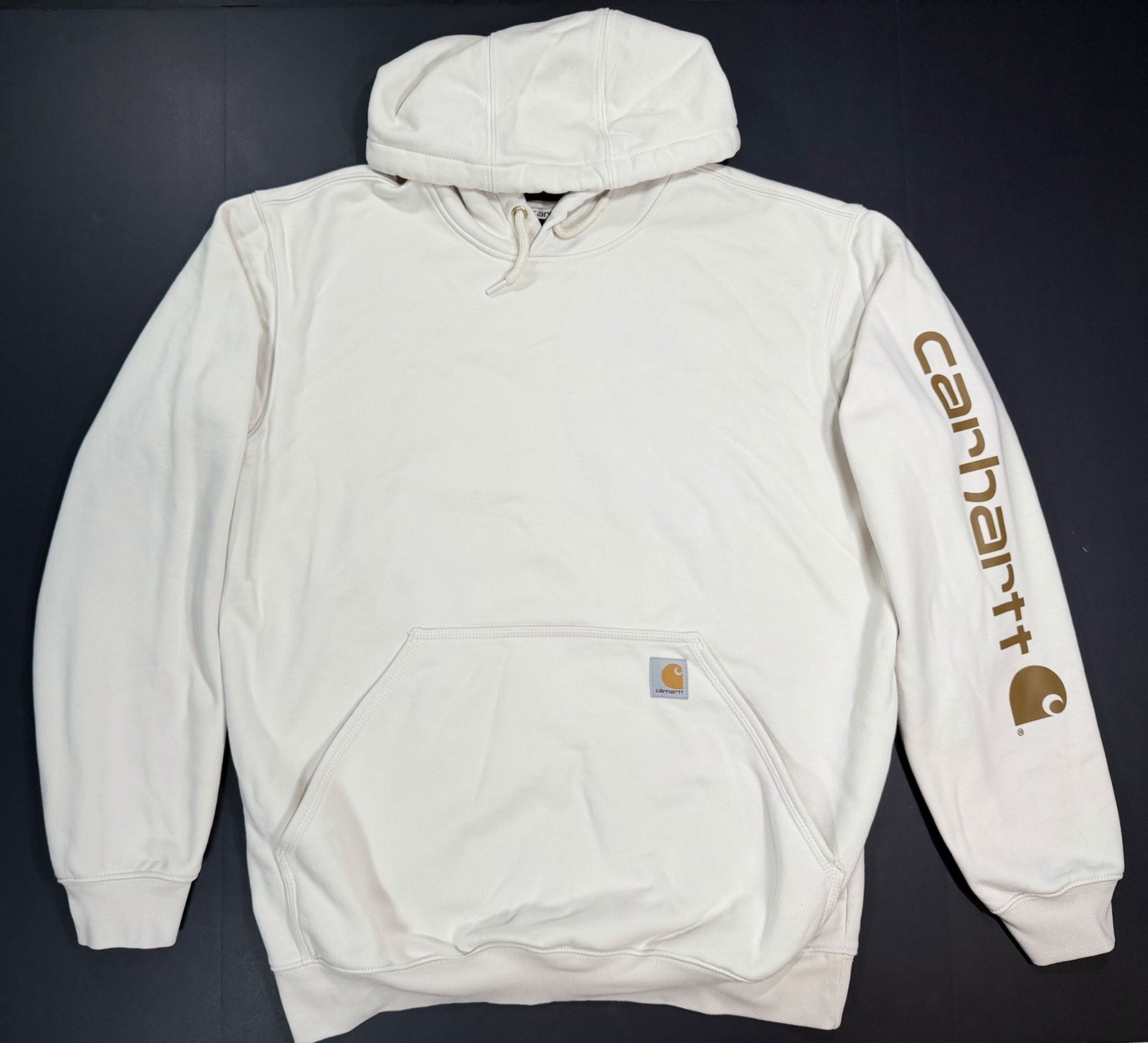 Carhartt Hoodie Sweatshirt Men’s Medium Loose Fit Sleeve Logo Pullover K288 W03