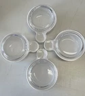 Corning Ware Grab-It P-150-B White Coupe Soup Bowls w Glass Pyrex Lids Set of 4