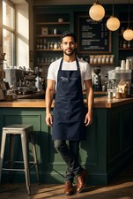 Kariban Dark Blue Kitchen Apron with Front Pockets