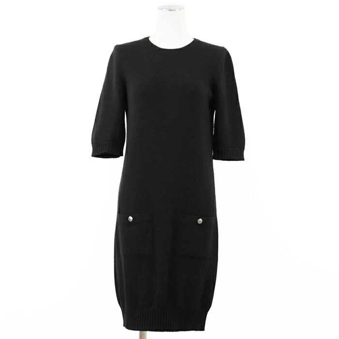 Abito Chanel 08A P34286 Coco Mark firma logo bottoni mezza manica cashmere 100