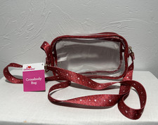 Womens Stadium Approved Clear Transparent Hearts Pink Game Day Crossbody Bag