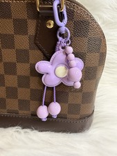 Purple Flower Bag Charm Keychain Key Ring Car Key Fob Holiday Birthday Gift