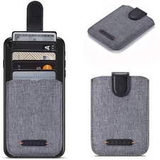 Leather RFID Blocking Phone Credit Card Holder Stick On Back of the Phone