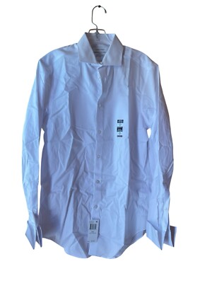 calvin klein slim fit non-iron french cuff dress shirt Calvin Klein Infinite Non Iron Slim Fit French Cuffs Blue Dress Shirt Size XL