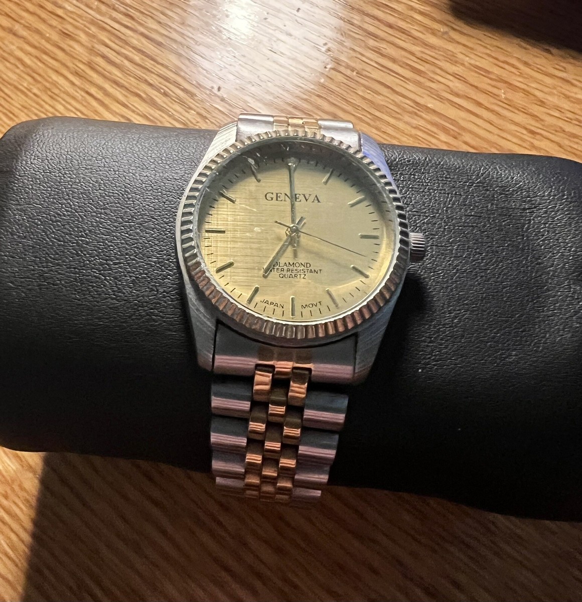 Geneva Men's Diamond Accent Two Tone Bracelet Watch