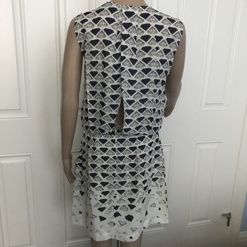 Alysi Dress 4 Diamond Print Novelty Viscose Silk Blouson Mini Bride Career Italy - Picture 4 of 12