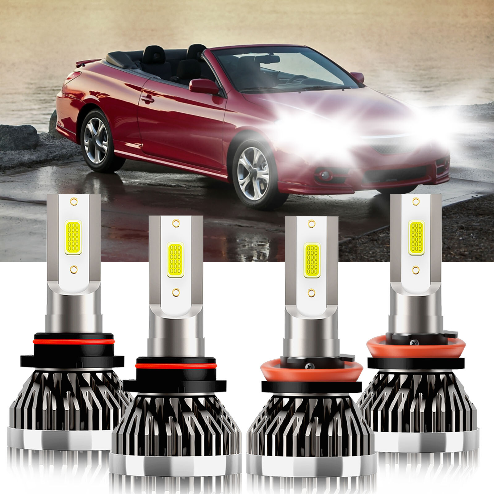 2004-2006 Toyota Solara LED 9005 H11 High/Low Beam Headlight Bulbs 6000K