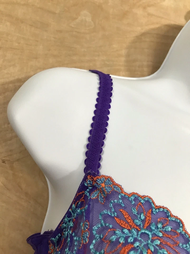 Panache Superbra Ariza 5051 Púrpura Bordado Encaje Talla 32E Copa Completa con Aros Foto 4 de 4