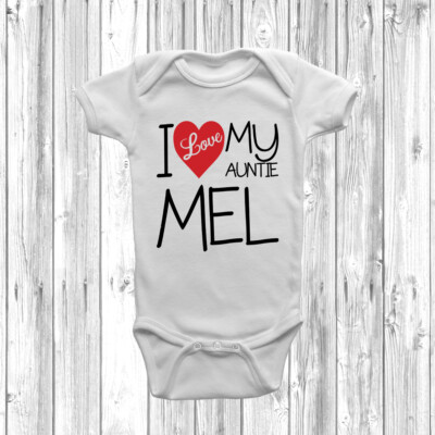 Personalised I Love My Auntie Baby Grow Body Suit Vest Cute Custom Gift  Present UK