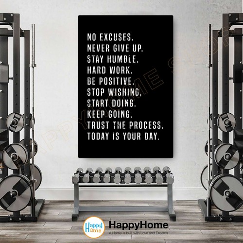 Motivational Wall Art Home Gym Decor Workout Fitness Room Inspirational