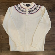 Vintage Women's Sweater Size 42 Knitivo II Ivory White Pullover Fair Isle