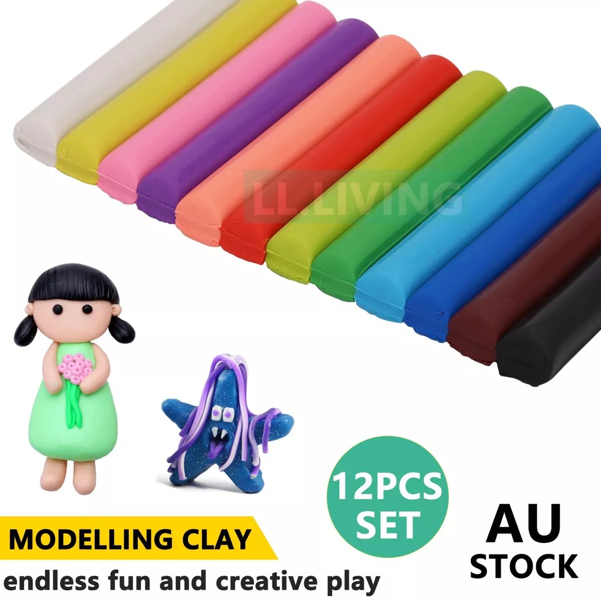 Craft Polymer Clay Soft Modelling Moulding Strip Plasticine DIY Toys Stick  12pcs