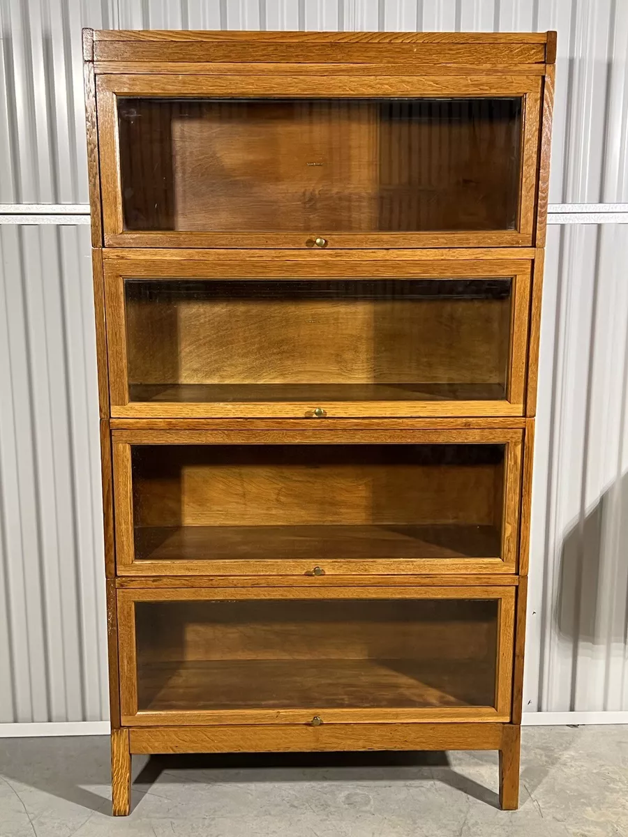 Antique Early 20thC SHAW WALKER Barrister Solid Oak 4 Piece Stacking Bookcase