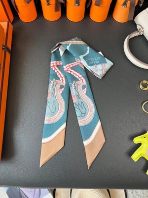 HOT Hermes Twilly Small Brown Silk Scarf The Best Choice Size 5 X 86cm