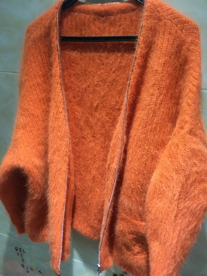 orange chunky knit cardigan