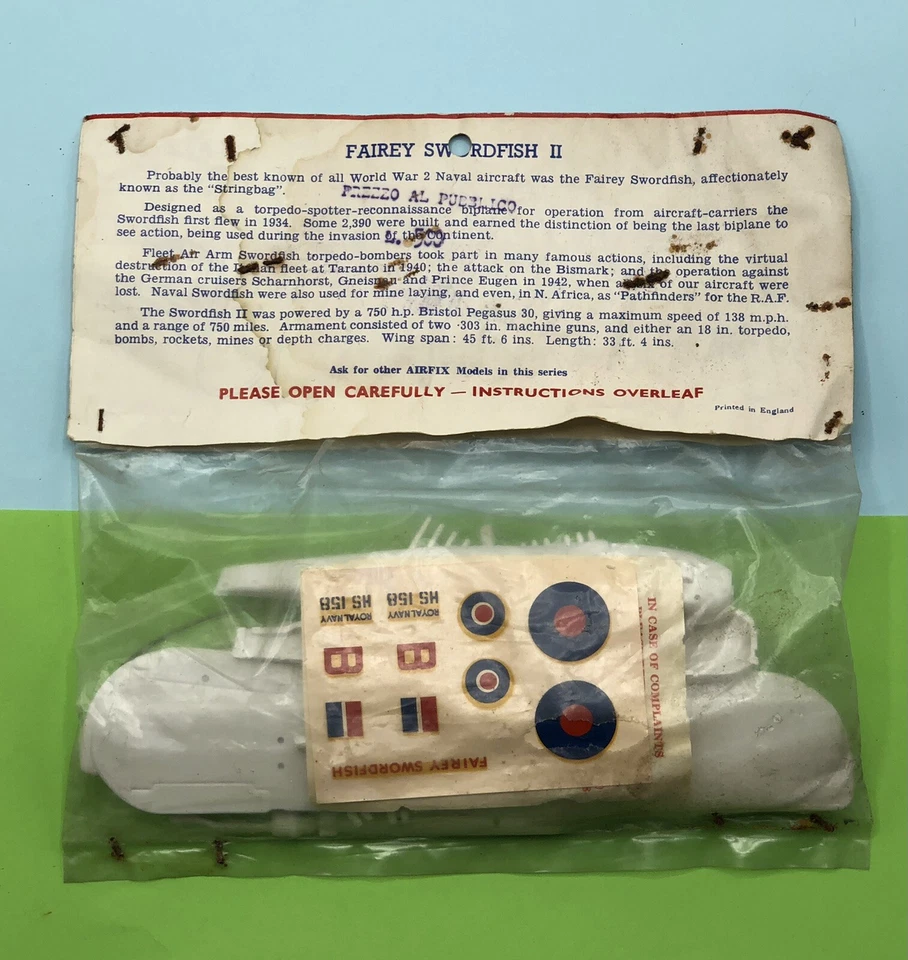 AIRFIX FAREY SWORDFISH SILURO BOMBER 1417 KIT COSTRUZIONE 1958 SERIE 1/72 2 - Immagine 3 di 4