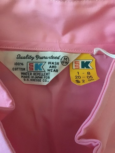Vintage Pink Cotton Jacket Kmart Zip Up Size Medium SS Kresge Made in Japan NOS - Picture 5 of 8