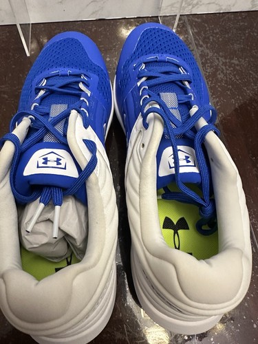 Under Armour Men's Baseball Cleats Size 14 Royal Blue White Low NWOB - Picture 6 of 8