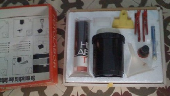Equipo completo de revelado fotográfico Photo processing set. Original box. 60s.