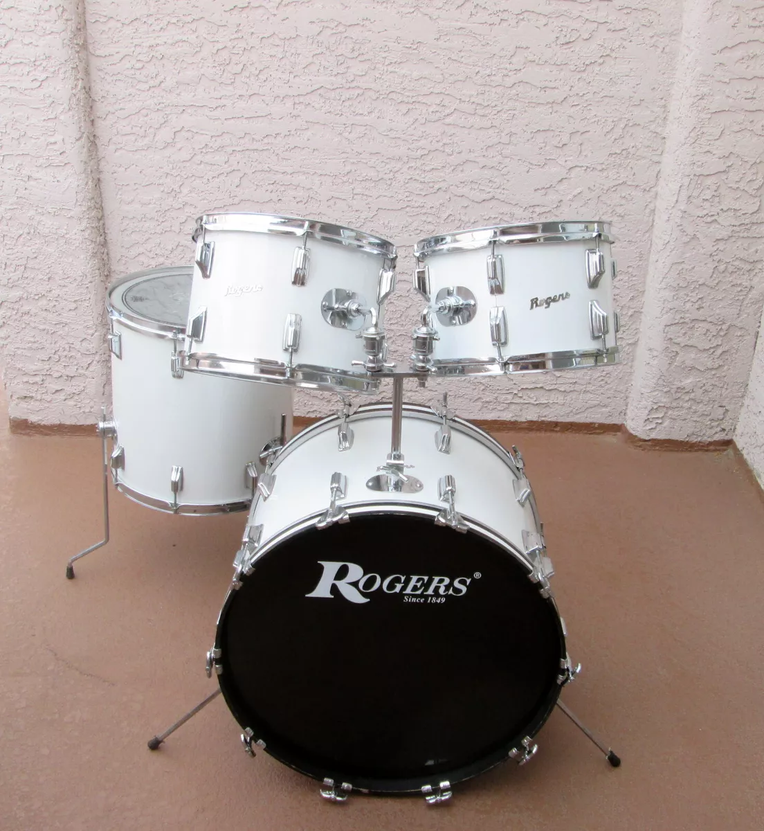 ROGERS LONDONER DRUM SET WHITE FULLERTON 12 13 16 22 SWIVOMATIC