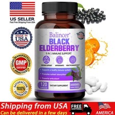 Black Elderberry 3000 mg - Gluten Free, Non-GMO, Powerful Antioxidant,