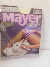 Mayer Sandalfoot Cotton Crotch Control Top w/Lycra Pantyhose Bunny Soft! sz M