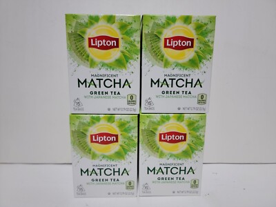 Lot Of 4 Boxes Lipton Magnificent Matcha Green Tea 60 Bags Beverage Exp. 03/2025