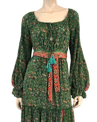 KARMA HIGHWAY Blouson Sleeve Emerald Green Gypsy Boho Tasseled Maxi Dress 1 Size | eBay KARMA HIGHWAY Blouson Sleeve Emerald Green Gypsy Boho Tasseled Maxi Dress 1 Size | eBay